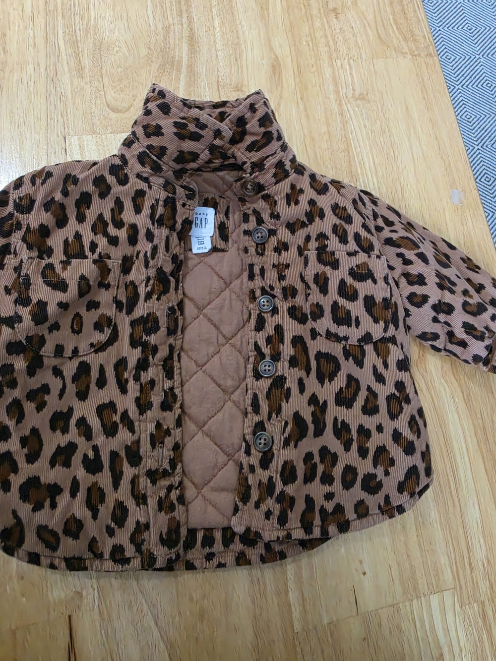 GAP Kids Leopard Corduroy Quilted Jacket - Brown & Black